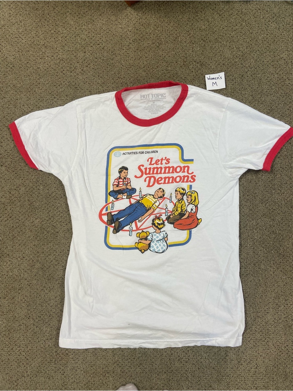 Hot Topic White Ringer Tee with Red Trim